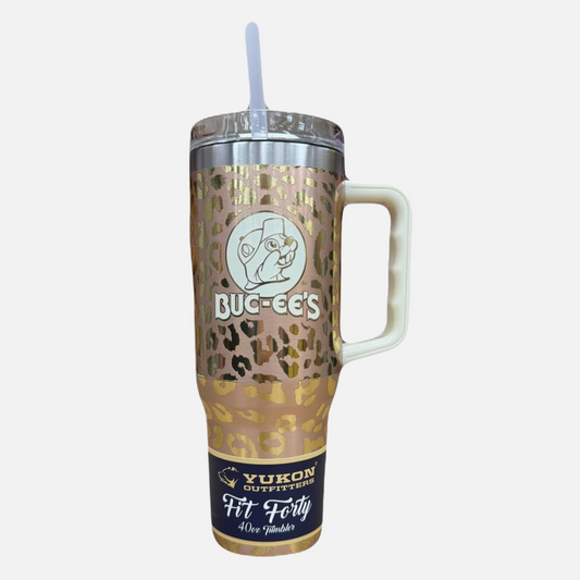 Buc-ee's Leopard Print Yukon Outfitters Fit Forty Tumbler