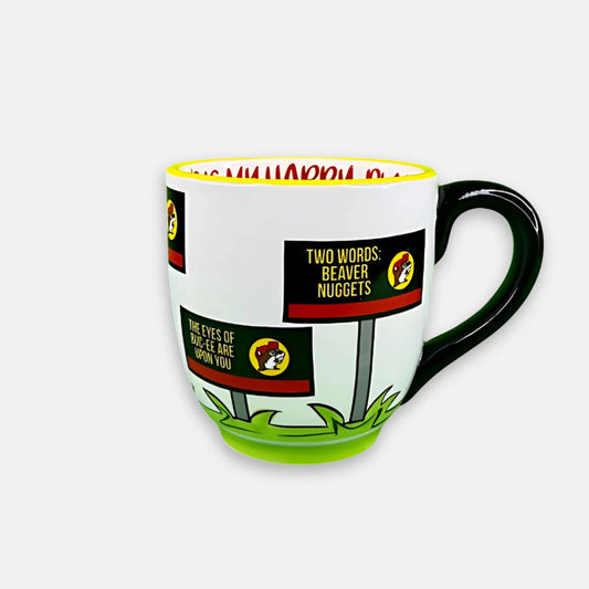 Buc-ee's White Ceramic Coffee Mug - "Buc-ee's Is My Happy Place" - 18oz