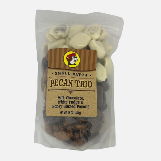 Buc-ee's Pecan Trio (Milk Chocolate/White Fudge/Honey Glaze Pecans