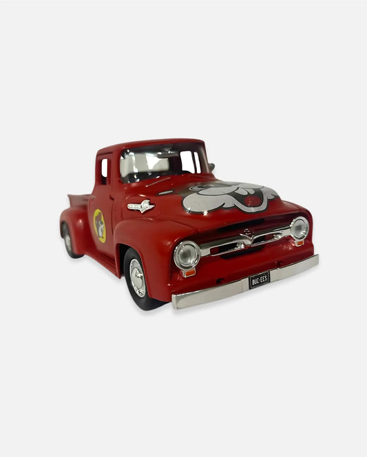 Buc-ee's Red 1956 Ford F-100 Pick Up Toy Car, beaver design 1:24 scale 