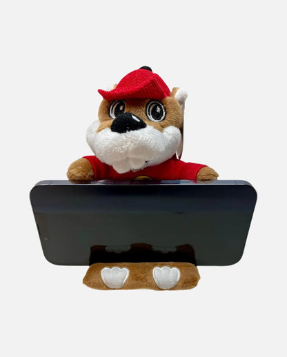 Buc-ee's Phone Holder, The Beaver Stuffed Toy Phone Stand 6" with actual phone