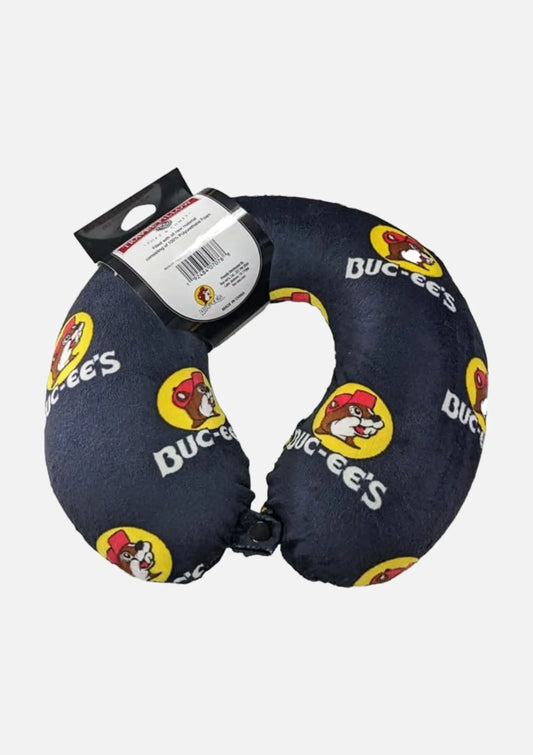 Buc-ee's Beaver Logo Black Neck Travel Pillow