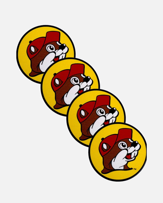 Buc-ee's Yellow Decorative Absorbent Coasters, beaver logo - Pack of 4