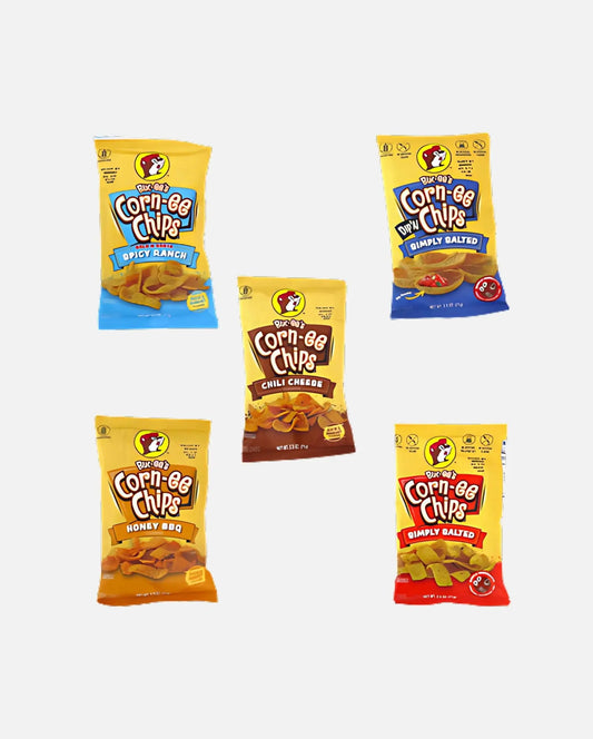 Buc-ee's Corn-ee Chips, all 5 flavors 2.5oz pack