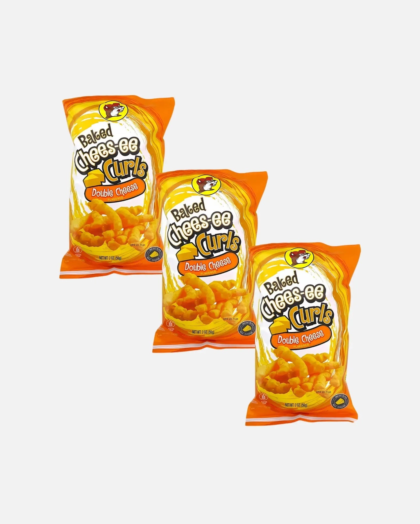 Buc-ee's Baked Chees-ee Curls Double Cheese 2oz - Pack of 3