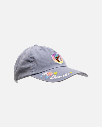 Buc-ee's Gray Baseball Cap with flowers design and text Buc-ee's on cap's brim