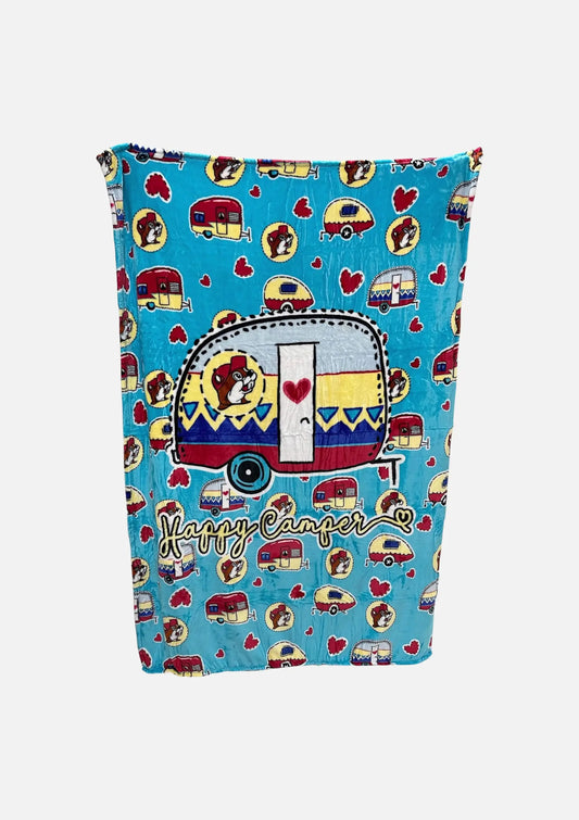 Buc-ee's Happy Camper Blanket - Soft & Comfy, camping theme and designs 50"x70"