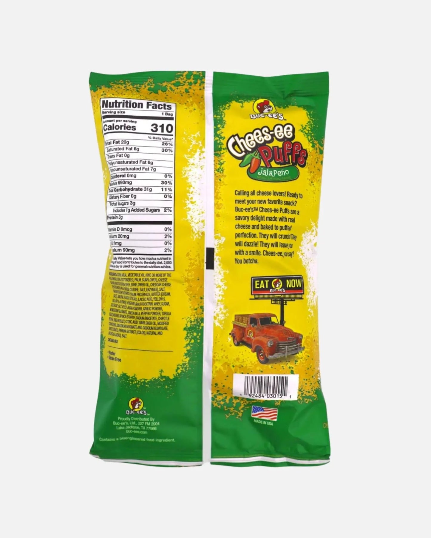 Buc-ee's Jalapeño Chees-ee Puffs Nutrition Facts