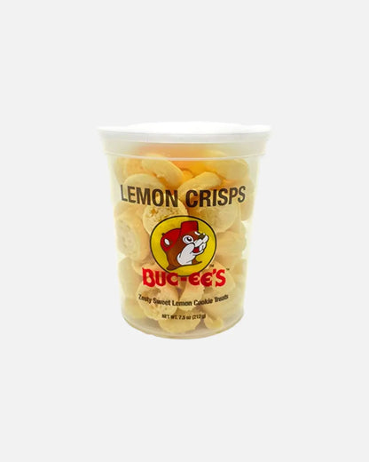 Buc-ee's Lemon Crisps Mini Cookies, zesty sweet lemon treats 7.5oz tub