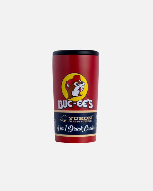 Buc-ee's Red Yukon Outfitters 4-in-1 Purpose Drink Cooler 14oz beaver logo