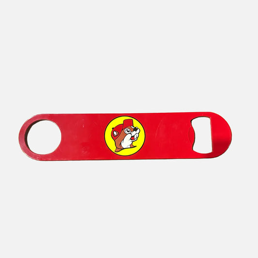 Buc-ee's Red Magnetic Heavy Duty Flat Bottle Opener, beaver logo