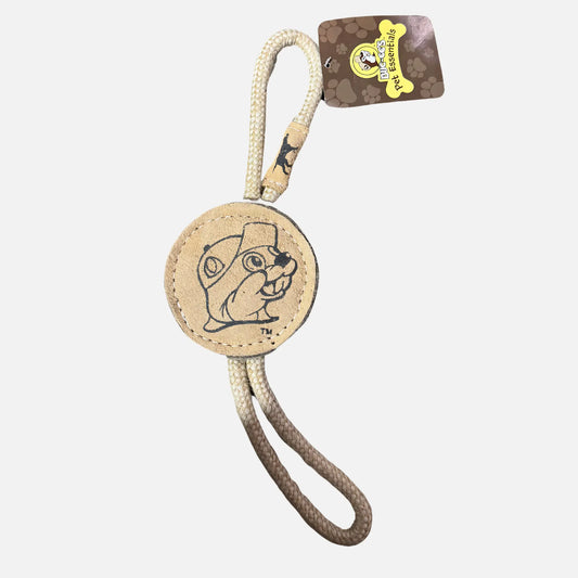 Buc-ee's Natural Tug-of-War Dog Toy Disc, beaver logo