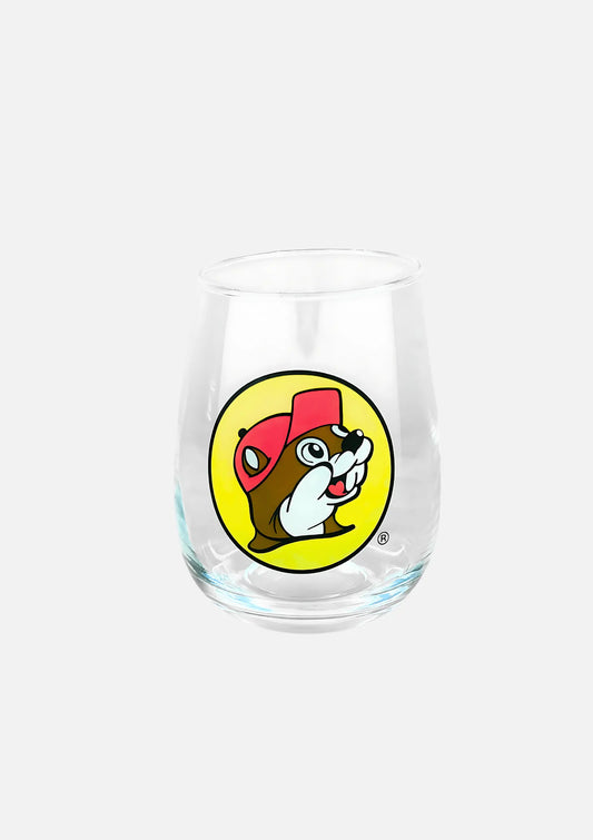 Buc-ee's Stemless Wine Glass with signature beaver logo