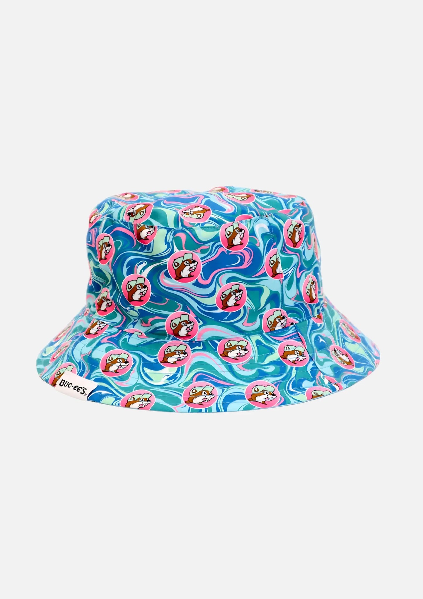 Buc-ee's Wavy Blue Bucket Hat, beaver logo wavy blue alike colors pattern and design suitable for surfing