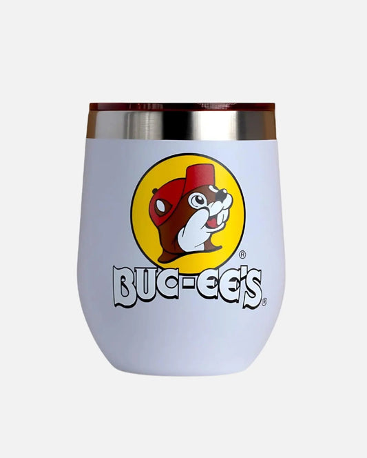 Buc-ee's White Stainless Steel Tumbler with beaver logo and text "BUC-EE'S" 10oz