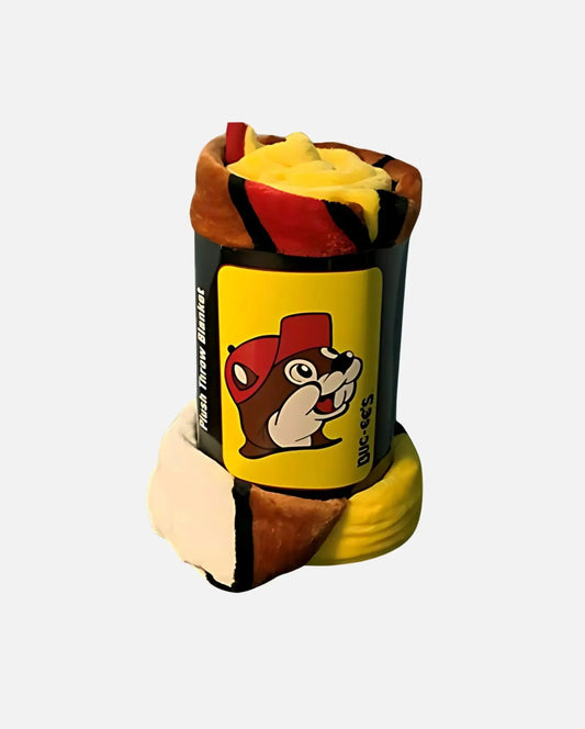 Buc-ee's Beaver Face Yellow Throw Blanket standard size 